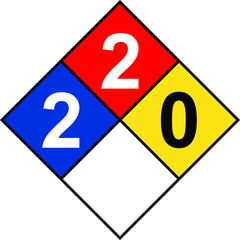 National Fire Protection Association (NFPA) 704 diamond 2-2-0 sign, vector illustration.