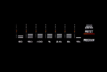 Old stereo graphic volume equalizer glowing in the dark.
