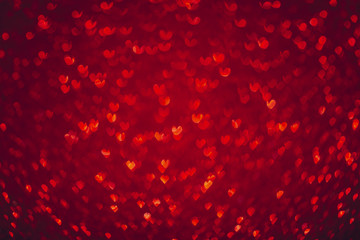Valentine's day red background Hearts shape bokeh.