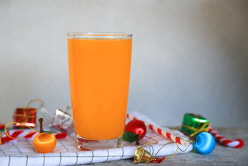 orange juice in new year time for relaxing in celebration 