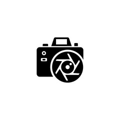 Camera shutter vector icon on white background.