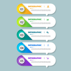 Infographics template 4 options with horizontal banner, can be used for workflow layout, diagram, website, corporate report, advertising, marketing. vector illustration.