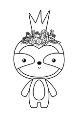 Cute sloth bear with crown vector design