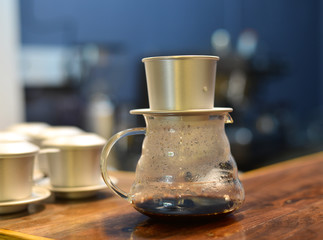 Organic coffee drink at the vintage restaurant