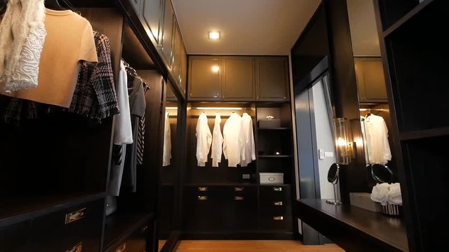Elegant Wooden Built Walk- In Closet Decoration