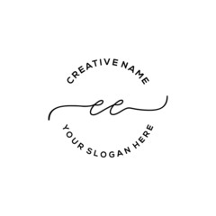 Initial letter EE Signature handwriting Logo Vector © SAHABAT AMBYAR
