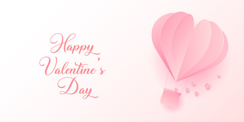 Valentine's Day card with flying origami balloons. Vector