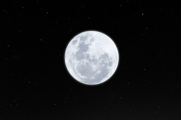 Obraz na płótnie Canvas Full moon with stars in the dark night.