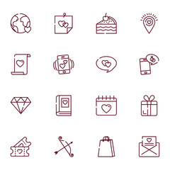 Love and valentines day icon set vector design