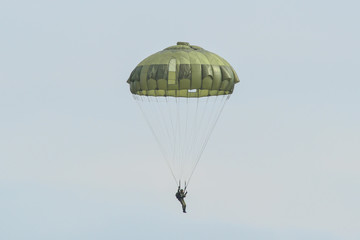 Parachute soldiers in the sky