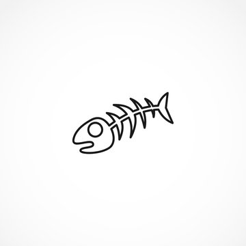 fish bone, fish skeleton vector icon on white background