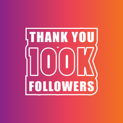 100K Followers with gradient color background