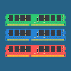 Green Blue Red PC RAM Flat Design