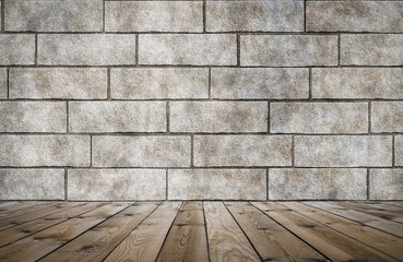 room with brick wall