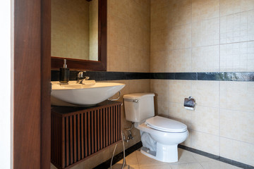 Toilet and sink in luxury pool  house