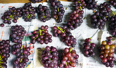 Ripe grapes on the farmer market