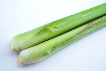 Lemongrass on a white background, Lemongrass leaves