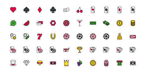 bundle of casino set icons