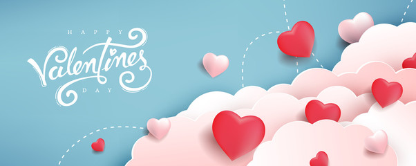 Valentines day background with Heart Shaped Balloons. Vector illustration.banners.Wallpaper.flyers, invitation, posters, brochure, voucher discount. - obrazy, fototapety, plakaty