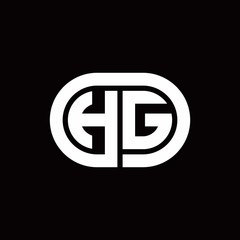 HG monogram logo with an oval style on a black background