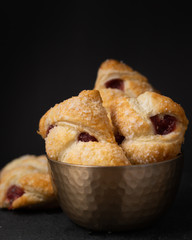 Cherry Danish Pastries with crystallized sugar
