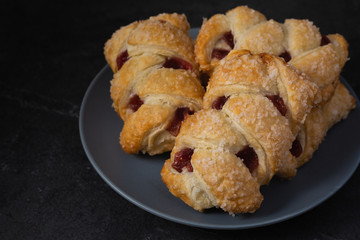 Cherry Danish Pastries with crystallized sugar