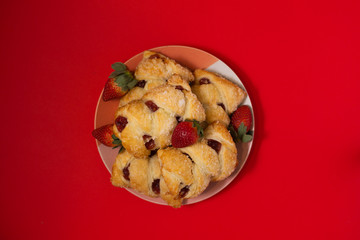 Strawberry danish pastries with crystallized sugar
