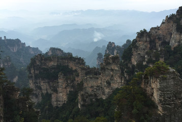Fototapeta na wymiar Rock mountains at Zhangjiajie National Park