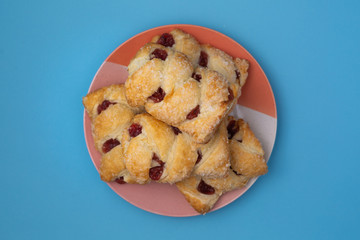 Cherry Danish Pastries with crystallized sugar