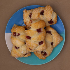 Cherry Danish Pastries with crystallized sugar