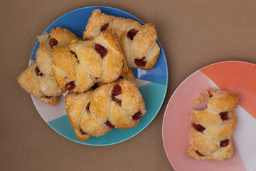 Cherry Danish Pastries with crystallized sugar