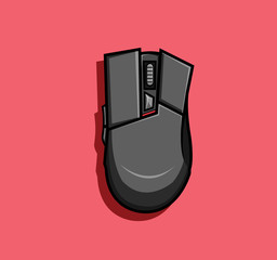 Wireless Mouse vector illustration on red isolated background. Technology business concept. for sticker, web, product illustration, etc.