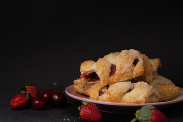 Cherry Danish Pastries with crystallized sugar