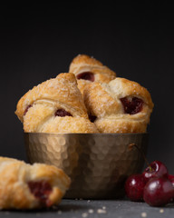 Cherry Danish Pastries with crystallized sugar