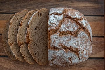 Healthy wholegrain sliced loaf rye bread