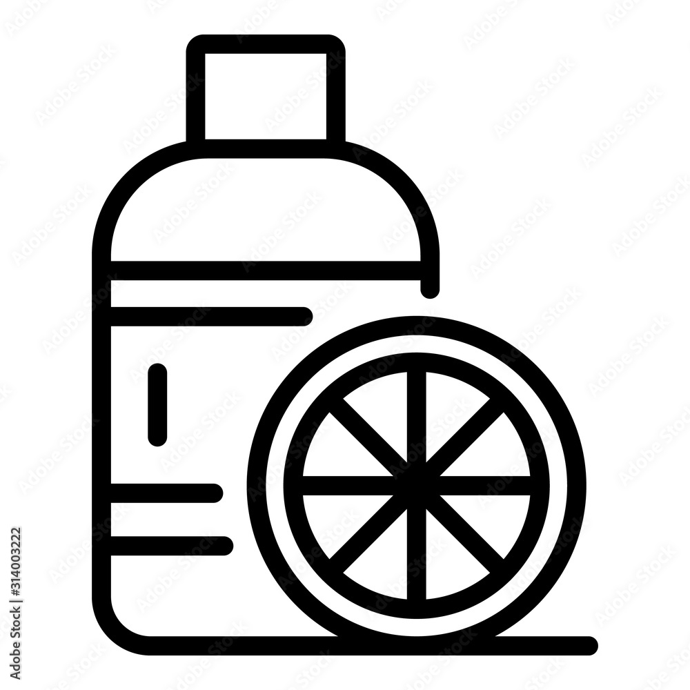 Poster lemon juice bottle icon. outline lemon juice bottle vector icon for web design isolated on white bac