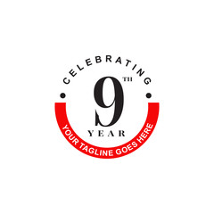 9th year anniversary emblem logo design vector template