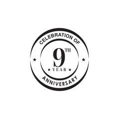 9th year anniversary emblem logo design vector template