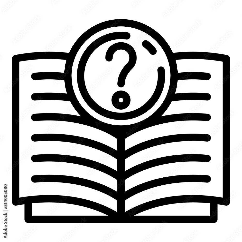 Poster open question book icon. outline open question book vector icon for web design isolated on white bac