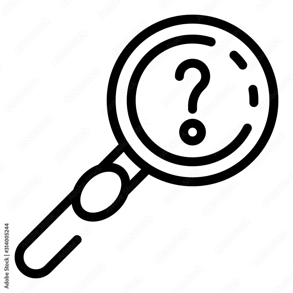 Poster question magnifier icon. outline question magnifier vector icon for web design isolated on white bac