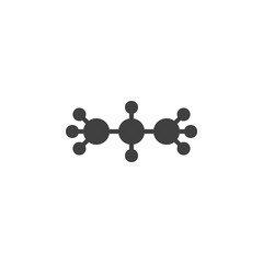 Propane molecular structure vector icon. filled flat sign for mobile concept and web design. C3H8 formula glyph icon. Symbol, logo illustration. Vector graphics