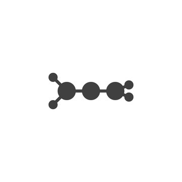 Propyne molecular geometry structure vector icon. filled flat sign for mobile concept and web design. C3h4 formula glyph icon. Symbol, logo illustration. Vector graphics
