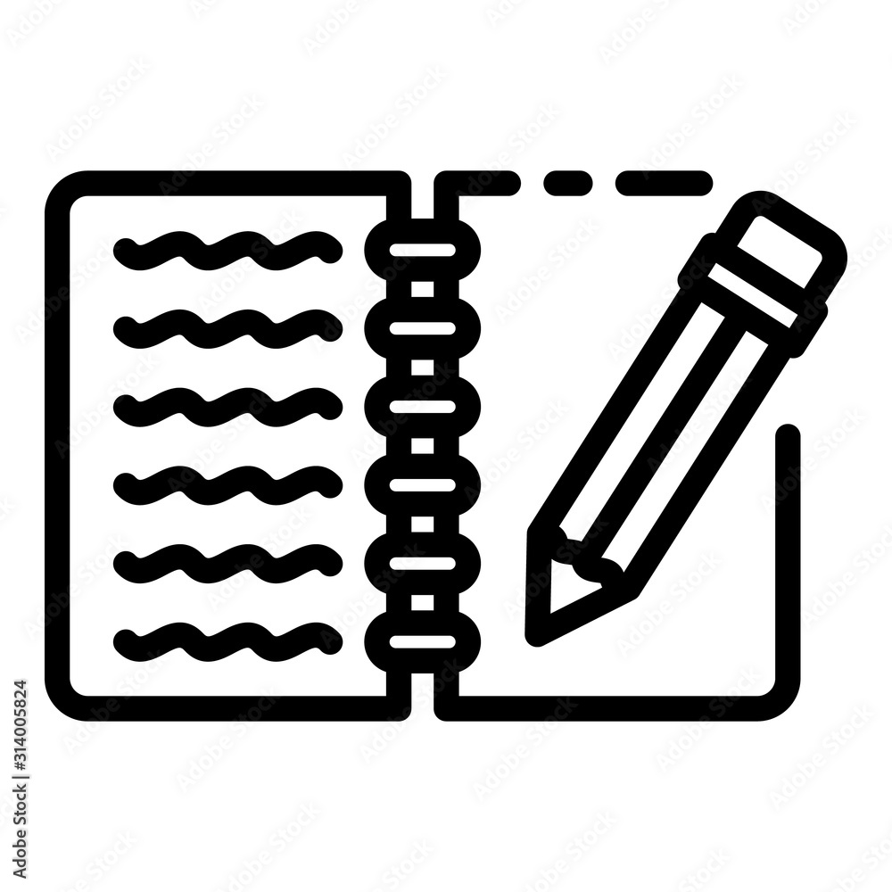 Poster writing notebook icon. outline writing notebook vector icon for web design isolated on white backgro