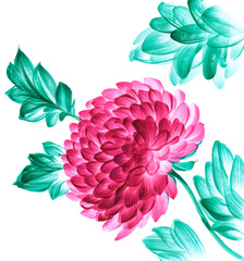  Flowers blooming alone, the leaves and flowers art design
