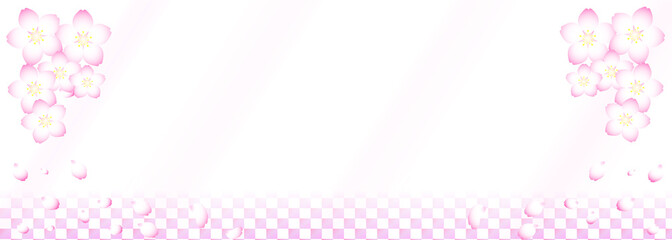 桜と桜の花びらと木漏れ日の背景（コピースペースあり）