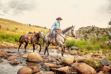 Naklejka premium Cowgirl Creek Crossing