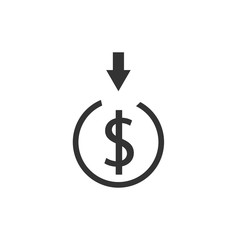 Obraz premium coin with arrow line icon. Symbol and sign vector illustration design