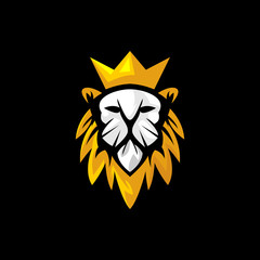 LION KING WITH GOLDEN CROWN LOGO MASCOT GAMING