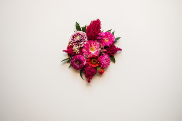 bouquet of fresh flower in the center of a white background