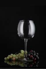 Wine glass and grapes